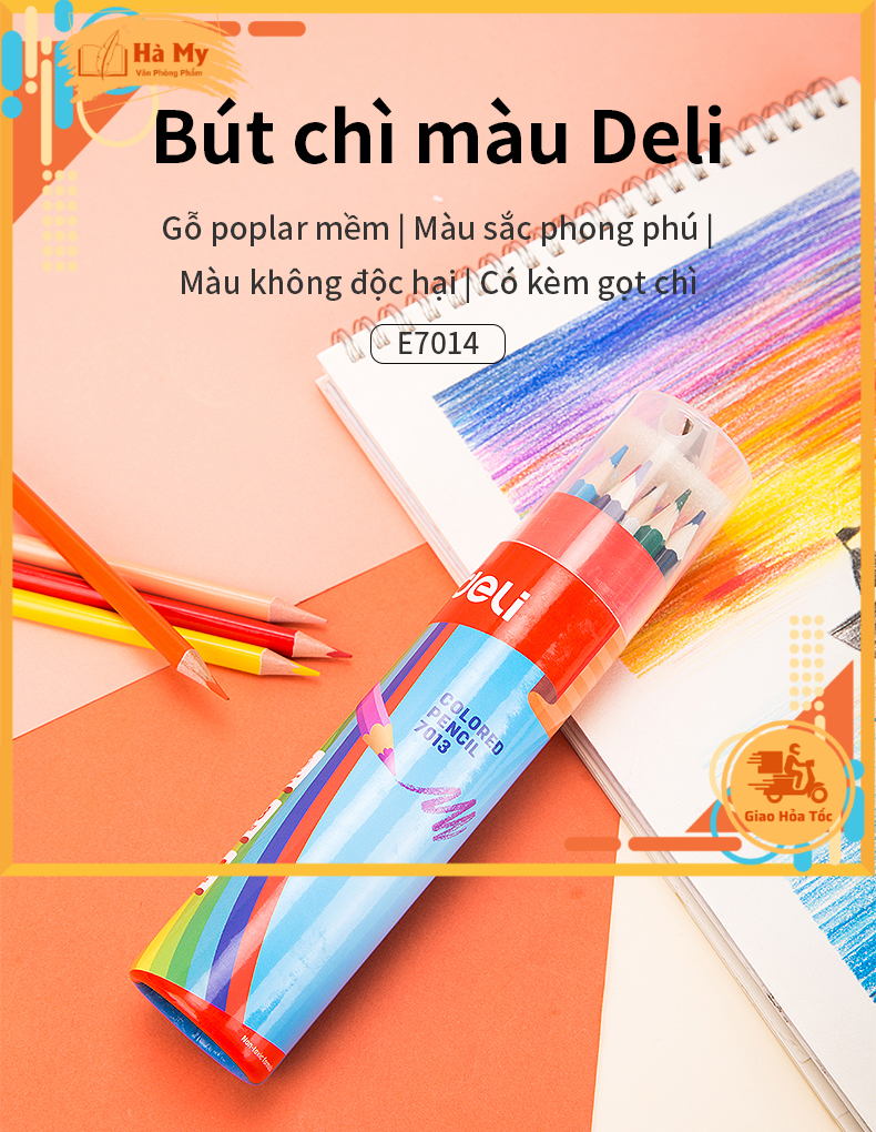 Bút chì 24 màu học sinh deli e7014