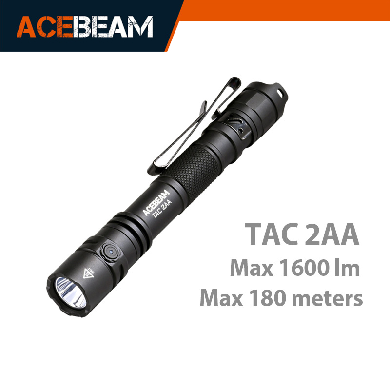 Acebeam tac 2AA LED 1600 Lumen 181 mét xách tay EDC Đèn pin USB-C có thể sạc lại pin Đôi Nút flashligt có thể sạc lại & đèn pin