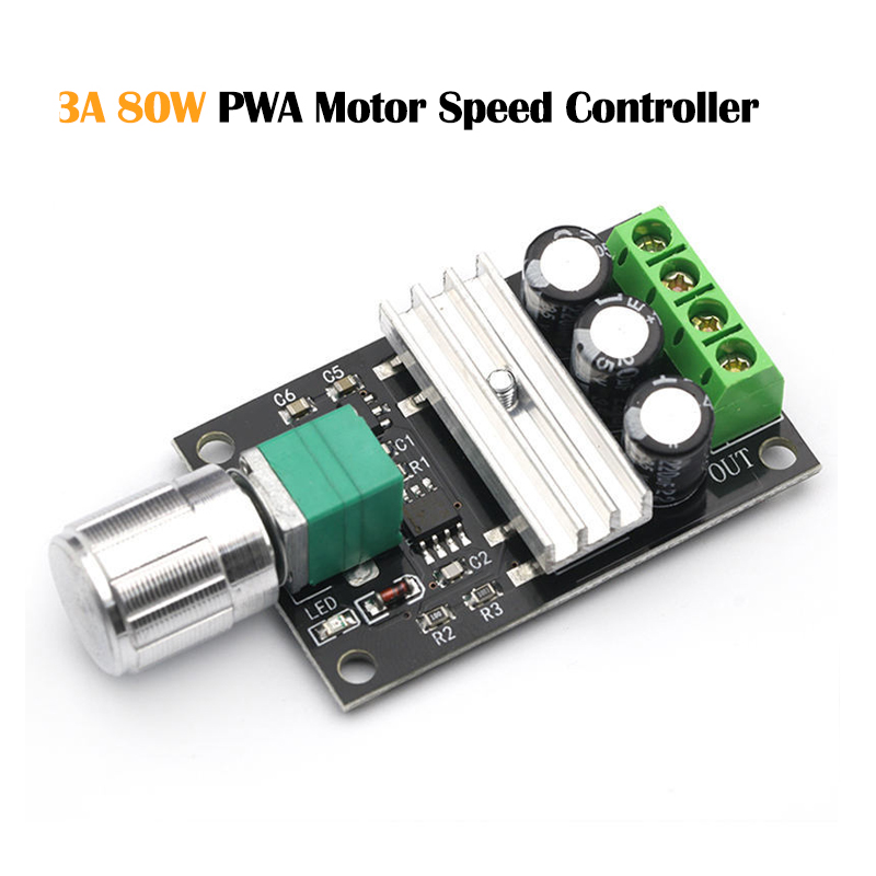 Dc 6v 12v 24v 28v 3a 80w dc motor speed controller pwm adjustable variable speed switch dc motor driver