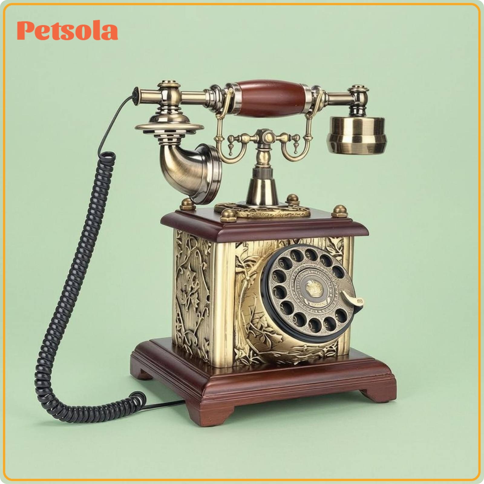 petsola Ornate Detailing Vintage Rotary Telephone Decorative Corded Rotary Phone Tabletop Vintage Desk Phone Compact Base for Home Decor ราคา 2,892 บาท*ส่งฟรี