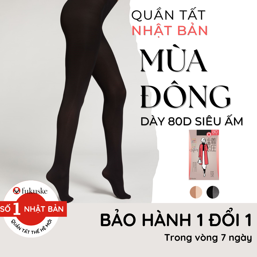 Quần tất nữ Nhật Bản Fukuske độ dày 80D giữ nhiệt độ bó 12pHa bó form gọn chân thích hợp dùng mùa Đông