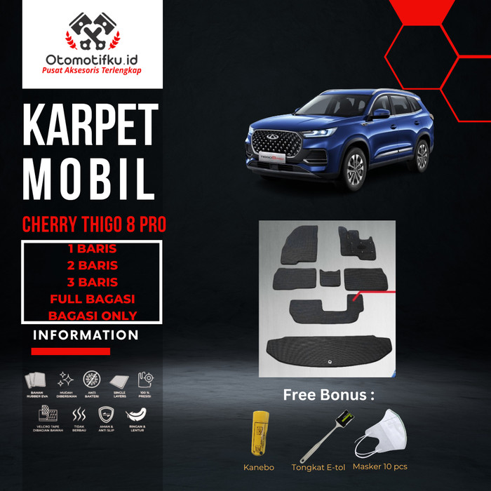 [ OTOMOTIFKU ] Karpet Mobil Chery Tiggo 8 Pro Bahan Single Layer Rubber Eva Premium Harga  385,000 Ringgit*Penghantaran Percuma