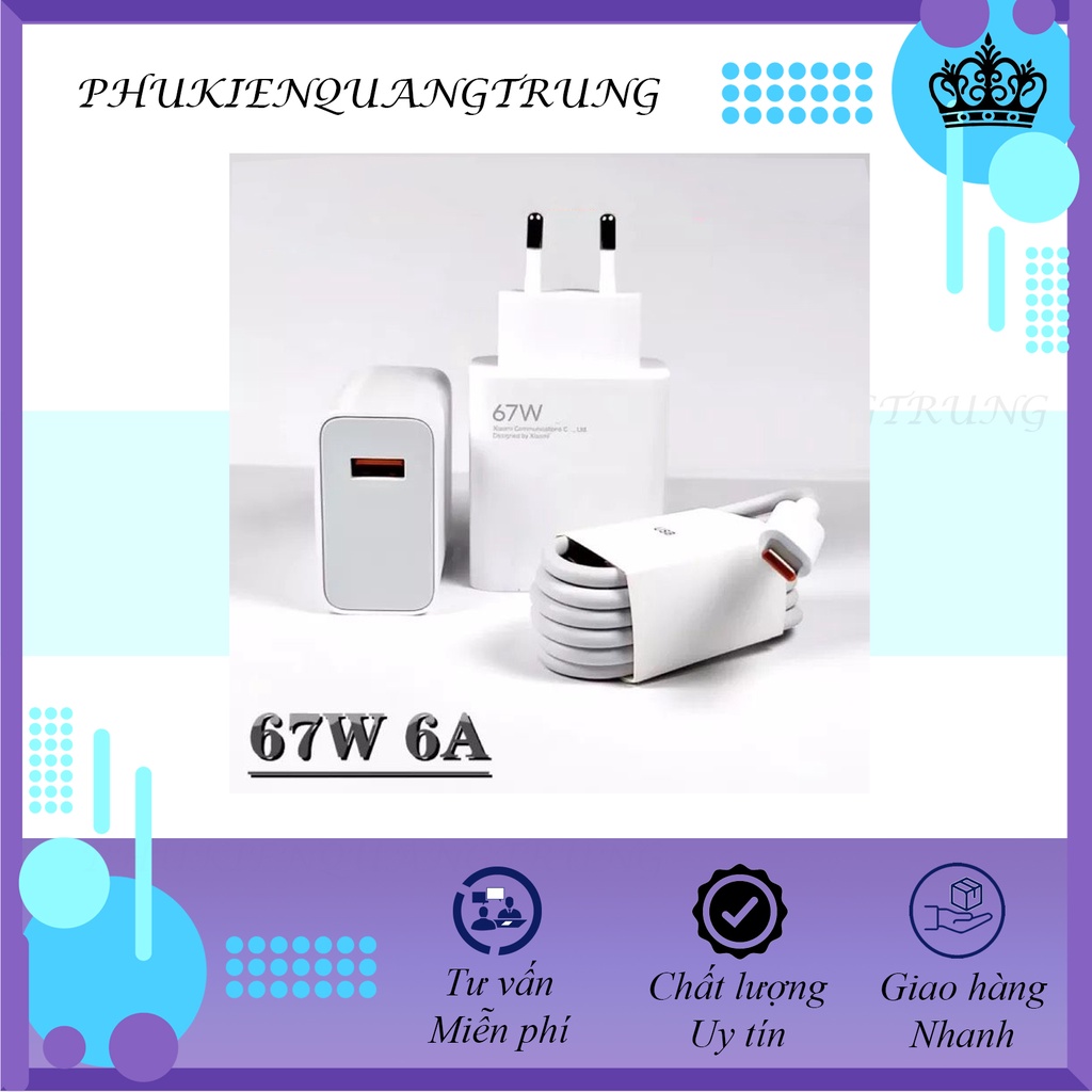 Bộ sạc xiaomi 67 w, bộ sạc nhanh 67w turbo charging htstore