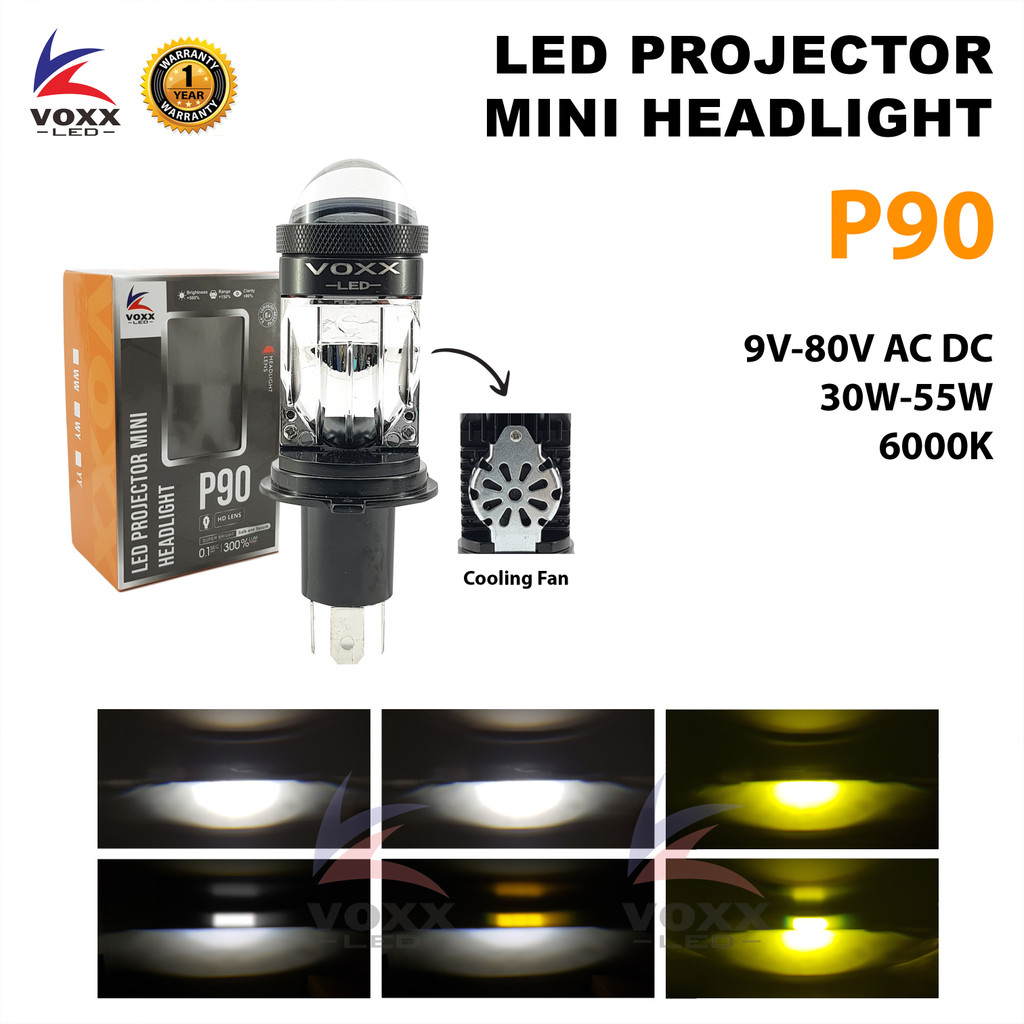 VOXX LED P90 Lampu Motor Mobil H4 Mini Projector 55W Hi-Lo AC DC Harga 99,500 Ringgit*Penghantaran Percuma