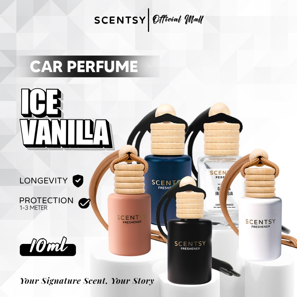 SCENTSY Parfum Mobil ICE VANILLA Pengharum Anti Mual 10ml Pewangi Ruangan Kantor Toilet Kamar tidur Lemari Inspired by Fragrance Aroma Terapi Mewah Parfum Gantung Capit Jepit AC Aksesoris Mobil Harga 17,950 rupiah*Gratis Ongkir