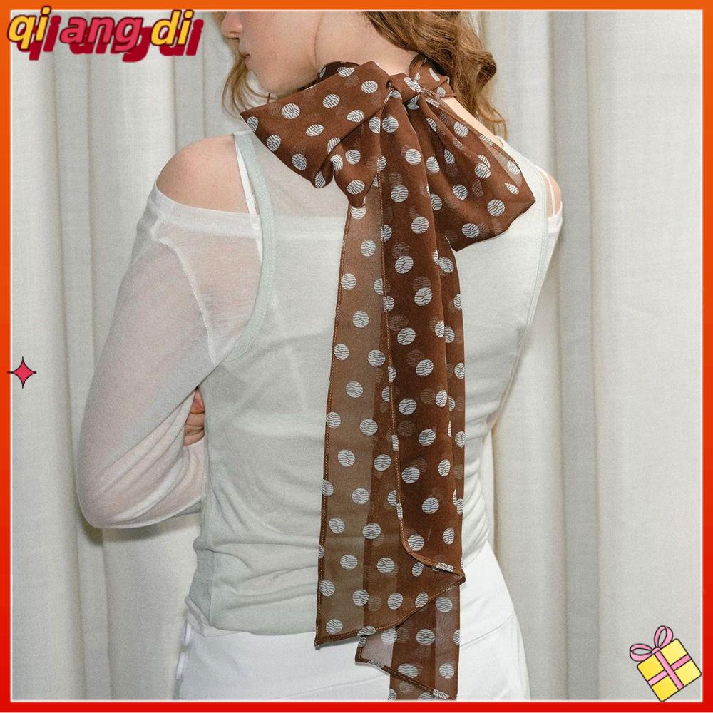 QIANGDI In chấm Khăn quàng cổ nữ Trang trí Khăn lụa Thời trang Đa chức năng Dây buộc tóc Dành cho mùa xuân hè thu