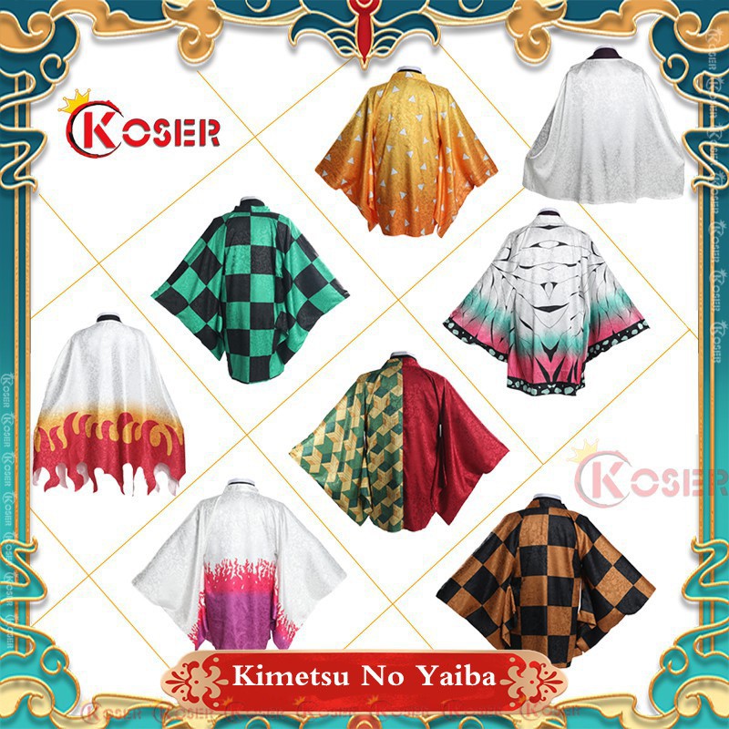 Áo choàng vải cosplay hoạt hình Demon Slayer Kimetsu No Yaiba Haori Kamado Tanjirou Kochou Shinobu K
