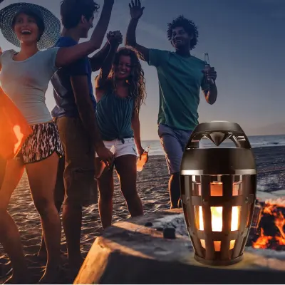 Portable Wireless Speaker LED Flame Light Speaker Bluetooth Loudspeaker Outdoor Player with LED Flame Torch Light Flicker Light