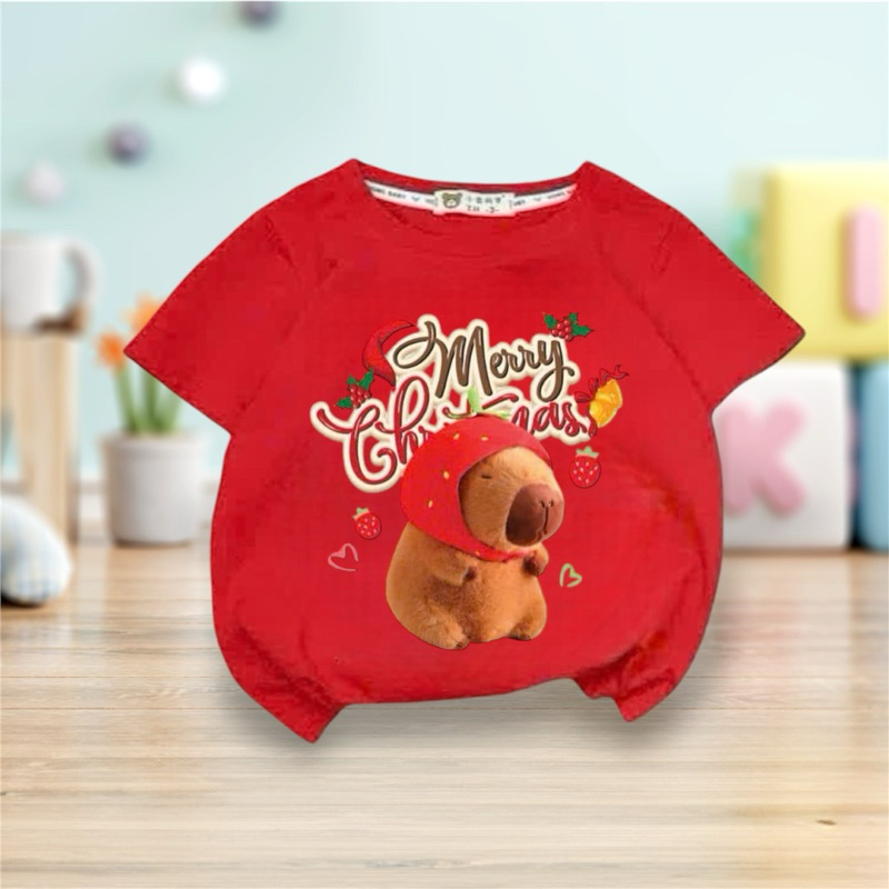 Áo thung capybara merry christmas cho bé đủ size từ 10-38kg