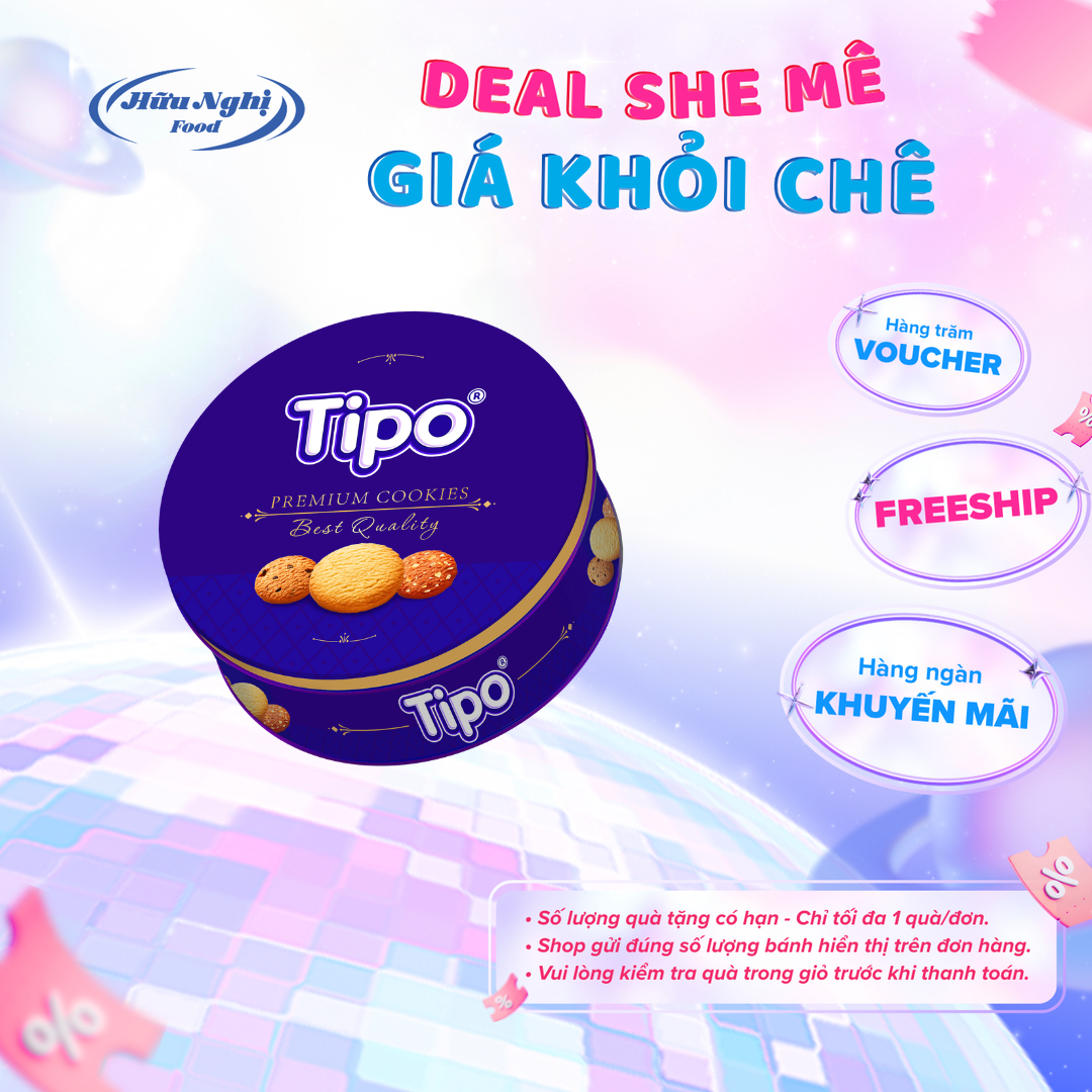 Tipo bánh Tết hộp thiếc cookies 150g ( chocotale, bơ )