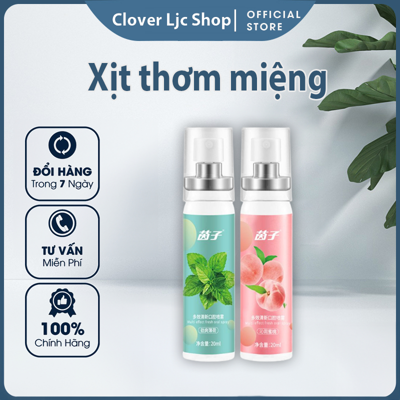 Xịt thơm miệng heyxi vị đào/ bạc hà kháng khuẩn thơm mát dung tích 20ml