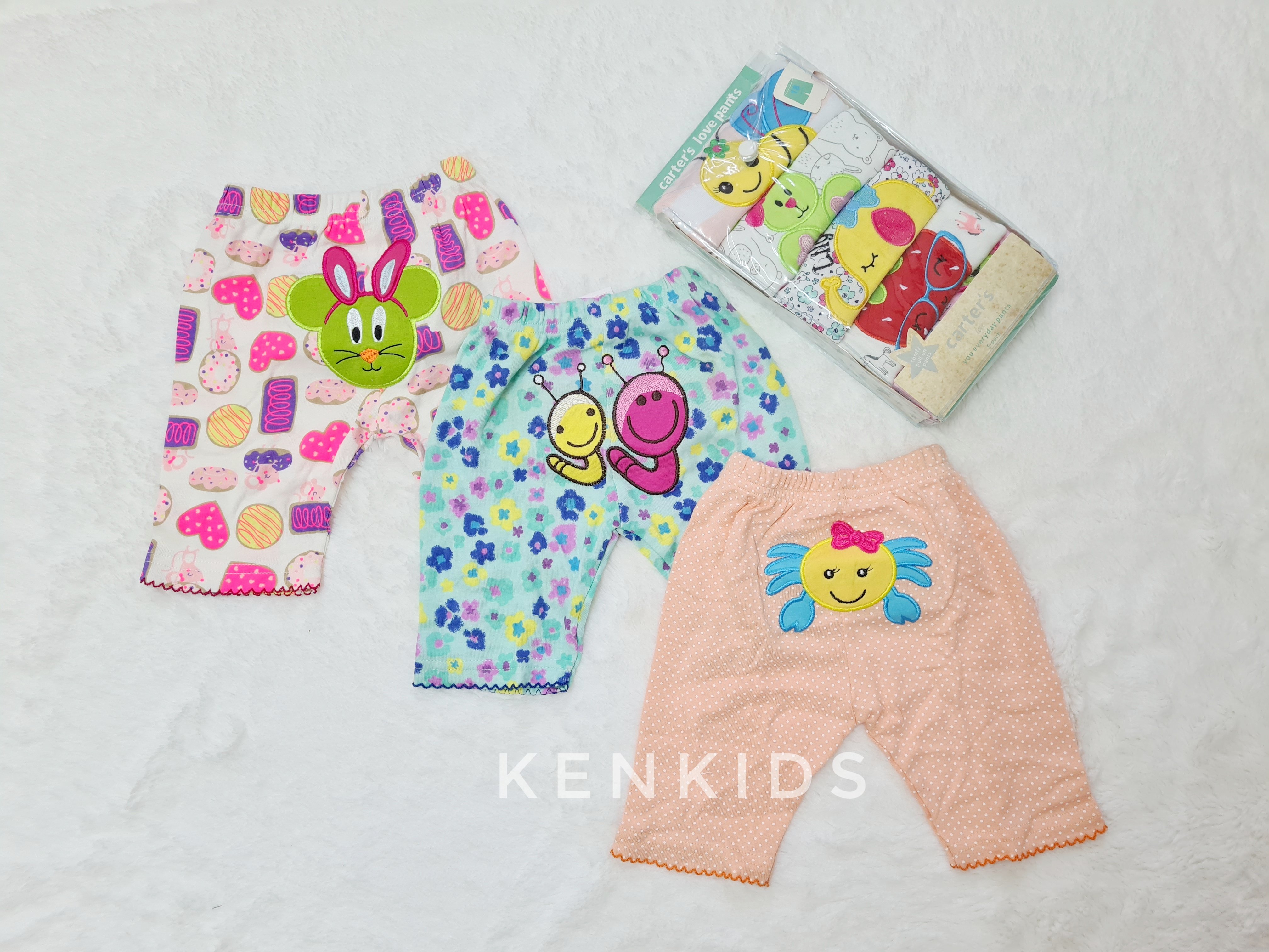 SET 3 Quần short lửng thêu mông thú Carter Thái Lan bé gái 7-14kg