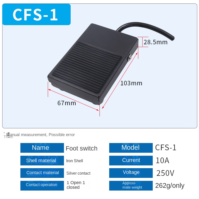 [CFS-1m] CFS/1-Vỏ Sắt - 1 Mét | Tùy chọn khác: Công Tắc Bàn Đạp CNDT | CFS/1-Vỏ Sắt, CFS/01-Vỏ Nhựa, CFS/201-Vỏ Nhựa, Cfs/2-Vỏ Nhôm, CFS/101-Vỏ Nhựa 10A | Điều Khiển Máy Dập