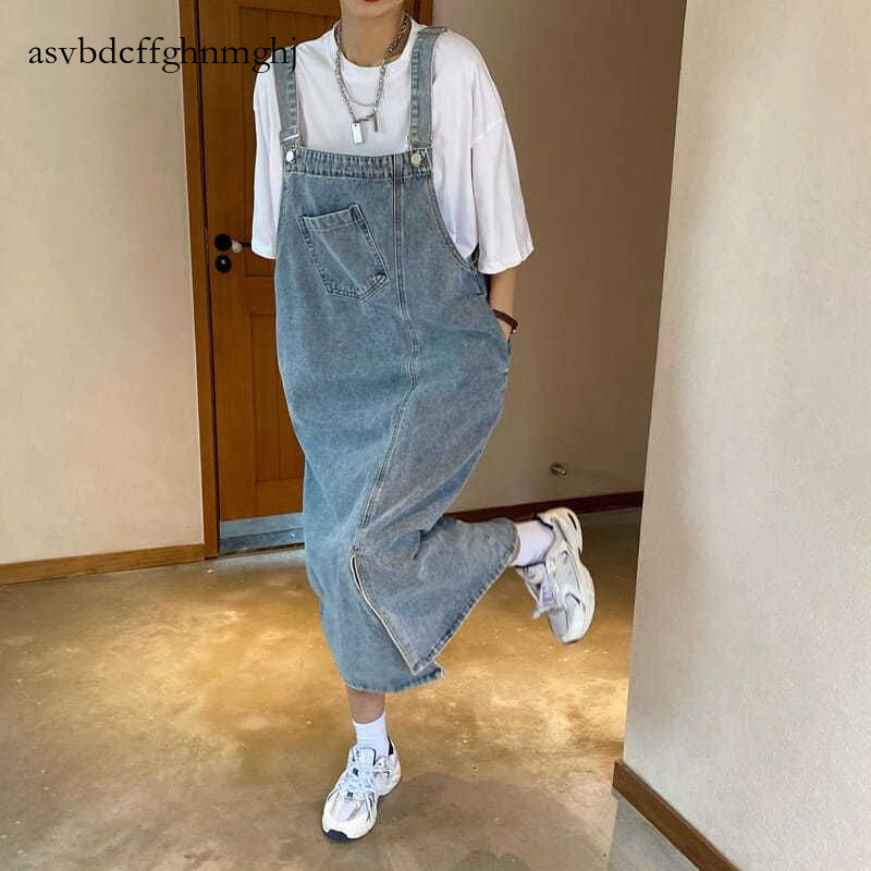 Spring Summer Denim Overall Dress Women Sleeveless Jeans Fashion Female Solid Slip Casual Loose Spaghetti Strap Dresses Asvbdcffghnmghj-Cb