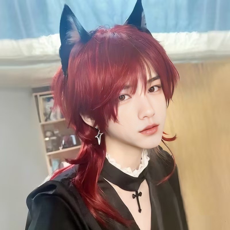 Anime Wig Male & Female Neutral Wind Trailing Mullet Head Cosplay Headwear for Role Play