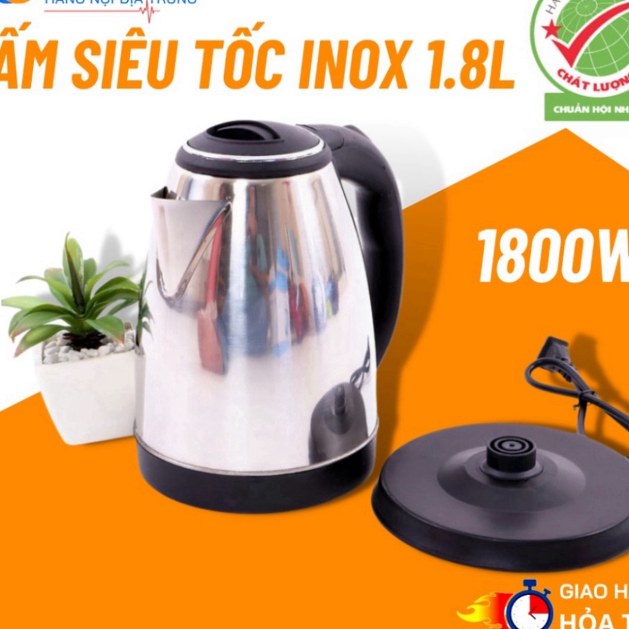Ấm siêu tốc inox 1,8 lít đun sôi cực nhanh - bình siêu tốc inox tốt cho sức khỏe người sử dụng - st2 new