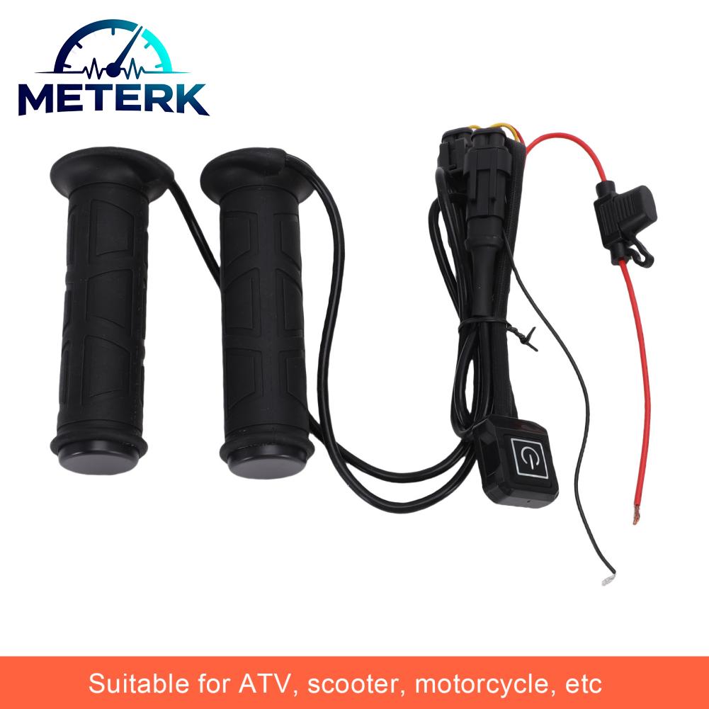 Meterk ไฟฟ้า Heated รถจักรยานยนต์ Grips 3 การตั้งค่าอุณหภูมิความร้อนอย่างรวดเร็ว Handlebar Grip อุ่นสำหรับฤดูหนาว ATV ราคา 1,938 บาท*ส่งฟรี