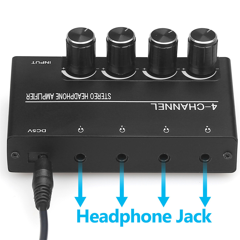 Bộ khuếch đại tai nghe 4 kênh stereo khuếch đại âm thanh 3.5mm, tai nghe mini splitte