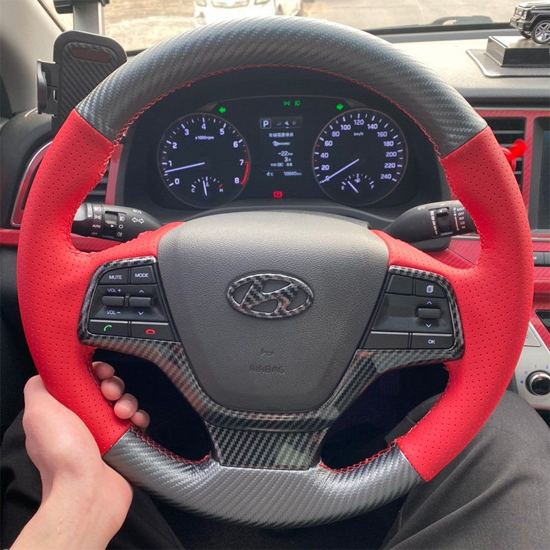 16-17-19-20 Hyundai Lingdong steering wheel leather Yuena/RV handle cover, all inclusive, hand sewn for special vehicles Steering Wheels & Accessories