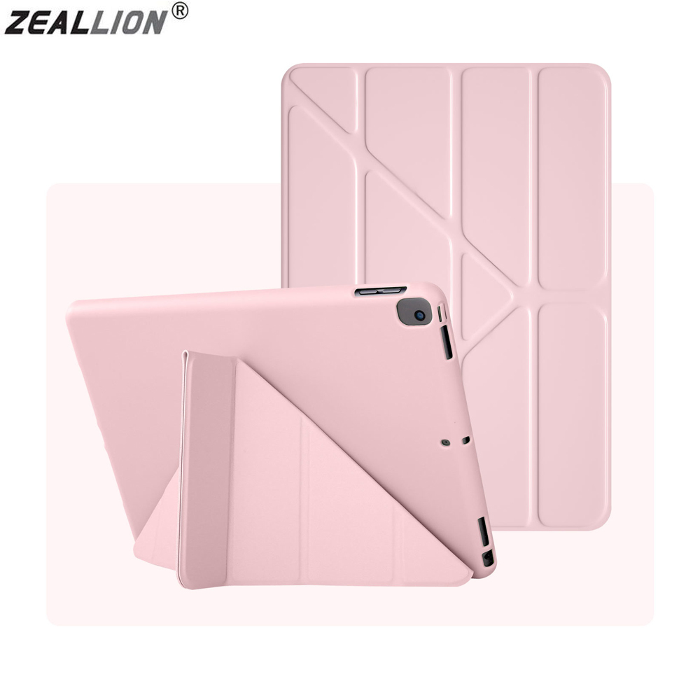 Zeallion Solid Color Y-Fold Leather Fold Sleeve Stand Tablet Case for [Apple iPad Mini 1 2 3 4 5 9.7 2017 10.2 Air 5 10.5 11 Pro 12.9 13 2024 2018 2019 2020 2021 10 10.9 2022] Auto Sleep Wake Shockproof Cover