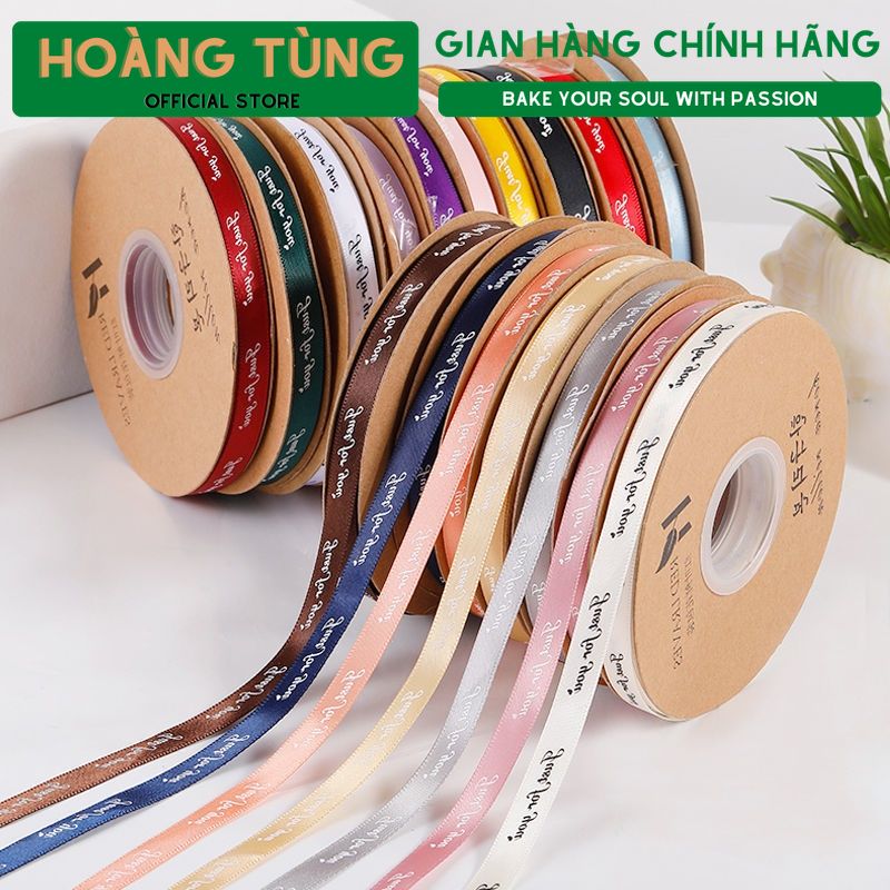 Cuộn ruy băng 1cm in chữ just for you, duy băng 1cm chữ