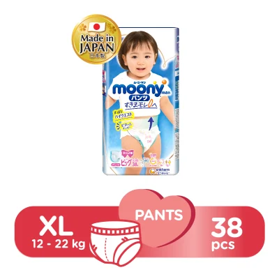 Moony Airfit Baby Diapers Girl (Pants) XL (12-22 kg) - 38 pcs x 1 pack