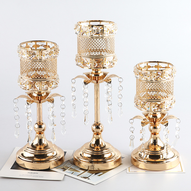Mi.more Tempat Lilin Silinder Emas 3 Pcs - Dekorasi Meja Pernikahan Elegan
