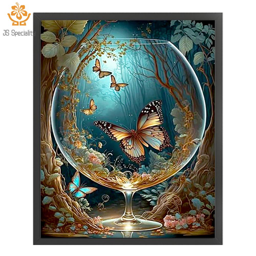 Thêu toàn bộ sinh thái-Sợi bông 11CT in bướm Cross Stitch 40x50cm