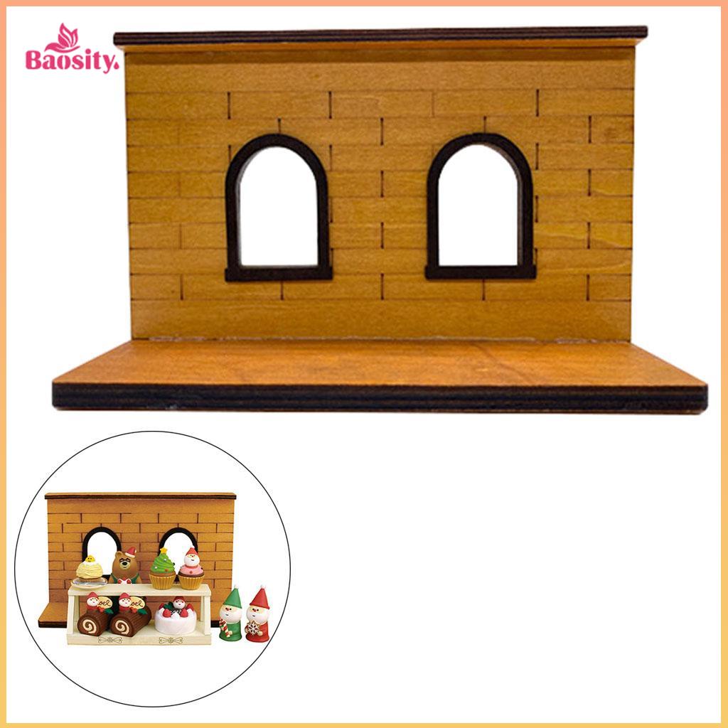 ตุ๊กตาผ้านุ่ม ตุ๊กตาของขวัญน่ารัก Baosity Dollhouse Wooden Window Wall Background Board Miniature Scene Doll House Decoration Furniture
