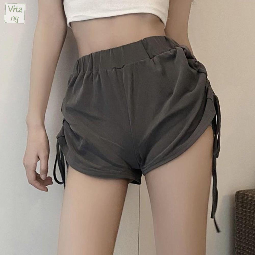VITANG Vừa vặn Quần thể thao ôm sát Dây rút Độ co giãn cao Quần nữ thường ngày Đàn hồi Quần dài Quần short mùa hè thường ngày Thể thao