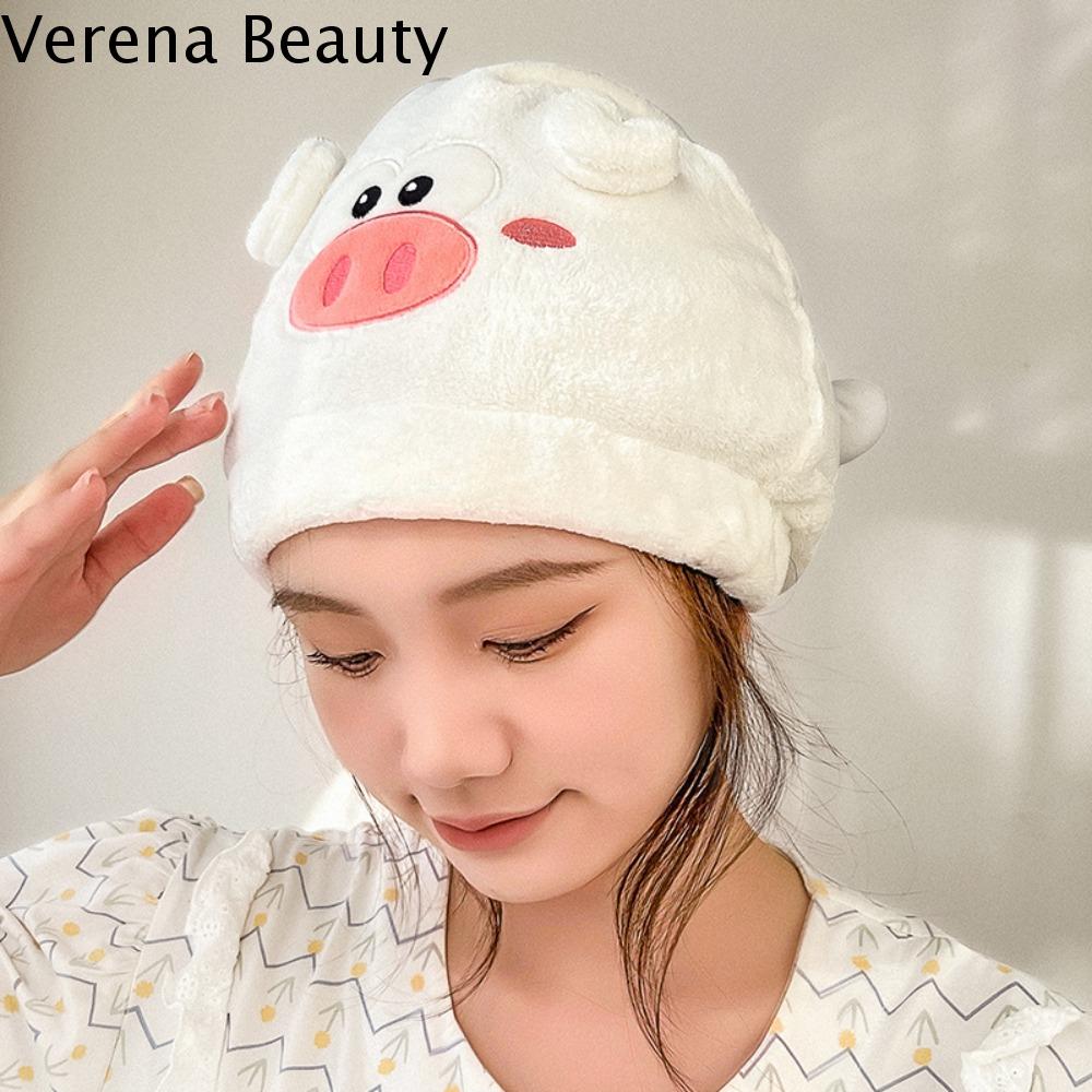 VERENA Hoạt hình Mũ tắm nhung san hô Siêu thấm Dày Khăn lau khô tóc Bền Mềm Khăn Quấn Đầu nhanh khô Nhà