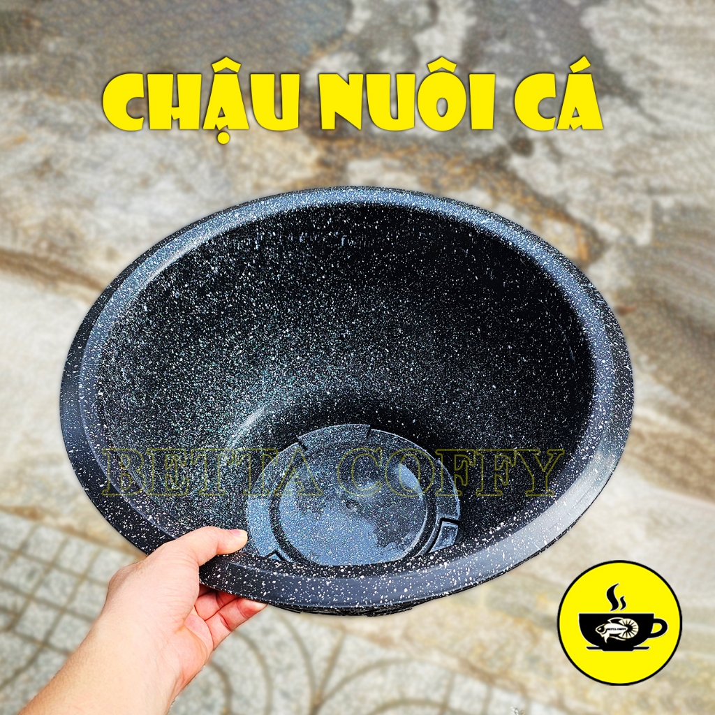 Chậu Nhựa Giả Đá - Chậu Nuôi Cá Trồng Cây Sen tạo Phên Tre Thác Nước - Trang trí bể cá, hồ thủy sinh