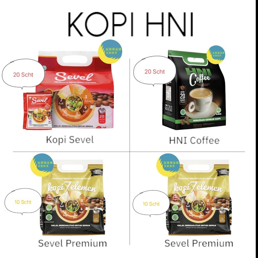 Kopi 7 Elemen 20 Sachet - Coffee 20 Sachet- Kopi Sevel Premium 10 Sachet-Menguatkan Stamina