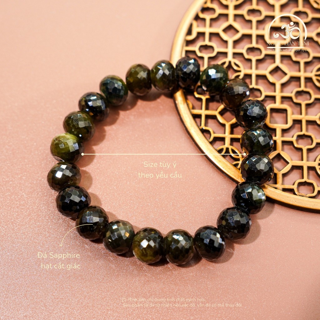 Ngọc Đan Tâm - Vòng Tay Sapphire Ánh TiTan Hạt Cắt Giác 8x10mm 5A - Mệnh Thuỷ & Mệnh Mộc Giá 41,907,000 Đồng*Miễn phí vận chuyển