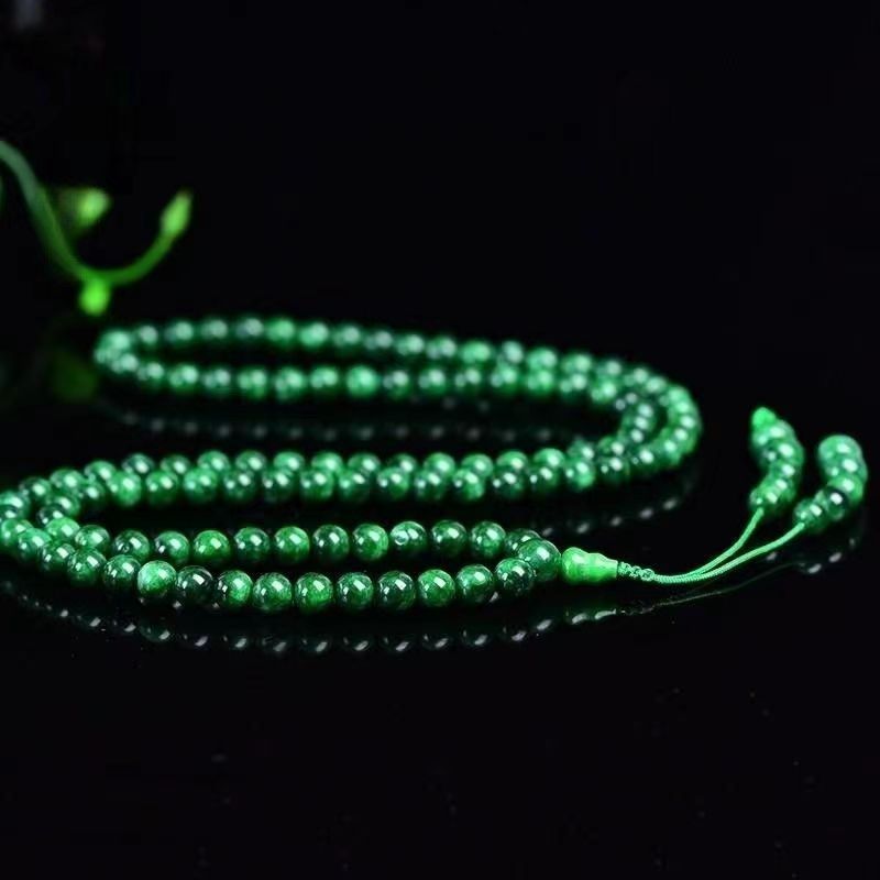HA Jade Dry Green Bracelet 108 Bracelet Sweater Chain Women Necklace Rosary Buddhist Beads Men Hold Green Jade Beads live broadcast