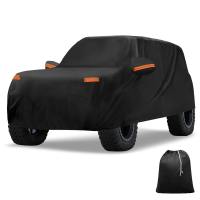 X AUTOHAUX Car Cover Outdoor Waterproof Sun Rain Snow Hail Protection with Left Side Door Zipper 210D-PU for Ford Bronco