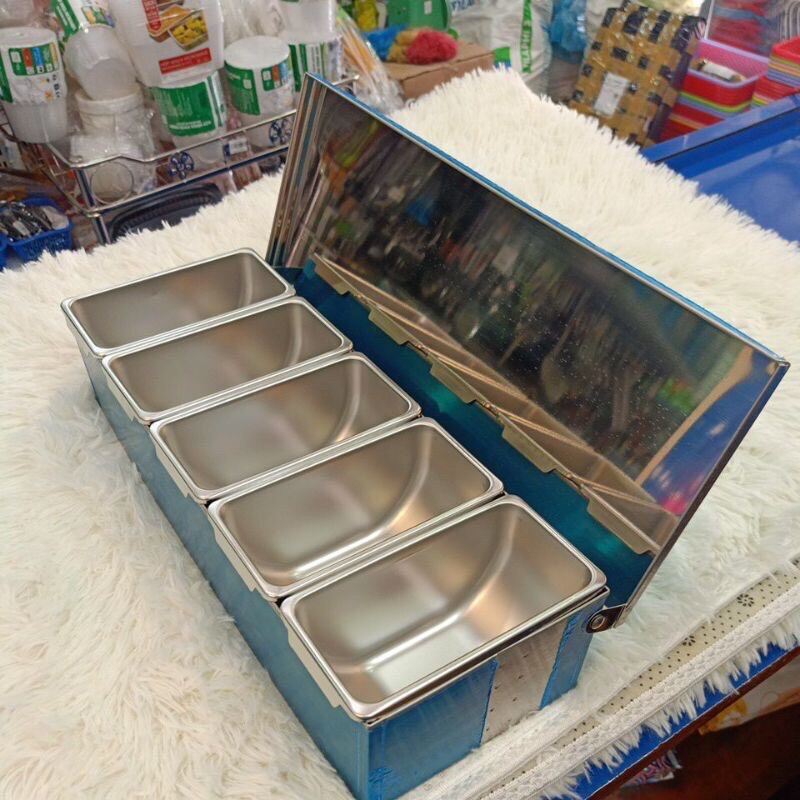 Khay topping inox 5 ngăn