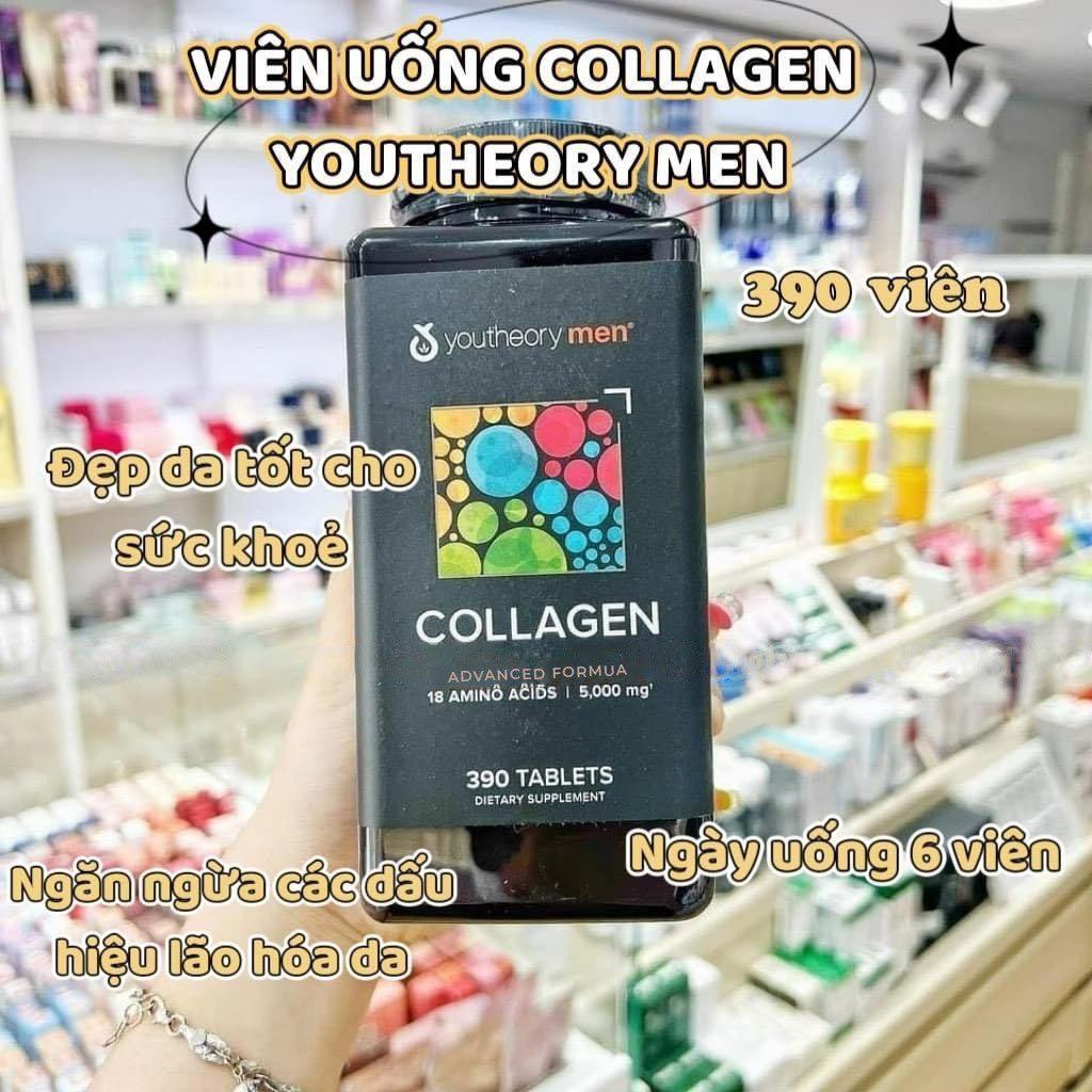 Viên uống Collagen men dành cho nam giới Youtheory Men’s Collagen Advanced Formula chai 390 viên của Mỹ