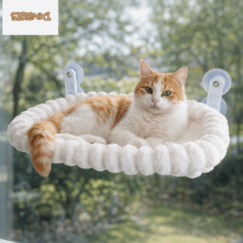 SIRENXI ถอดออกได้ เปลนอนสำหรับแมวบนโต๊ะ สบาย ไม่ต้องเจาะ ที่นอนแมวแบบติดกระจกด้วยถ้วยดูด อุปกรณ์สำหรับสัตว์เลี้ยง รับน้ำหนักได้ดี เปลนอนสำหรับแมวติดหน้าต่าง อาบแดด ราคา 1,135 บาท*ส่งฟรี