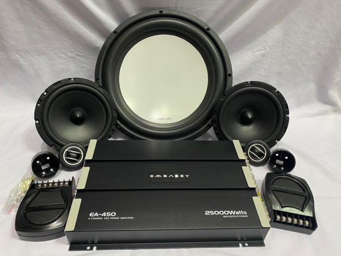 PROMO- PAKET AUDIO EMBASSY UNTUK MOBIL SUARA BAGUS BASSNYA KENCANG - TOKO TERMAY Harga 1,840,000 rupiah*Gratis Ongkir