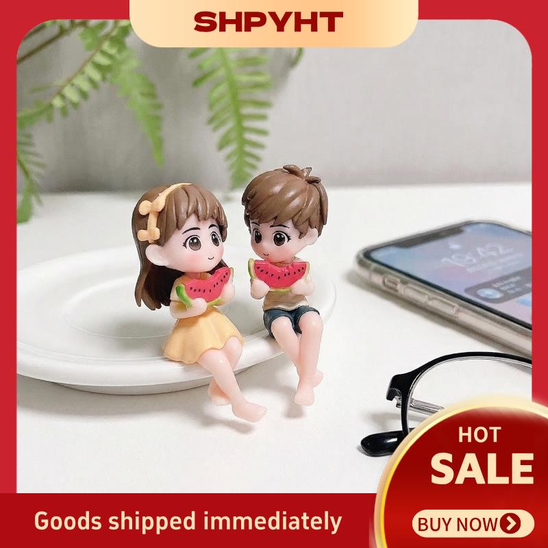 SHPYHT ตุ๊กตาคู่รูปแตงโมน่ารักตกแต่งแผงหน้าปัดรถโรแมนติกของขวัญบนโต๊ะสำหรับคนรัก ราคา 32 บาท*ส่งฟรี