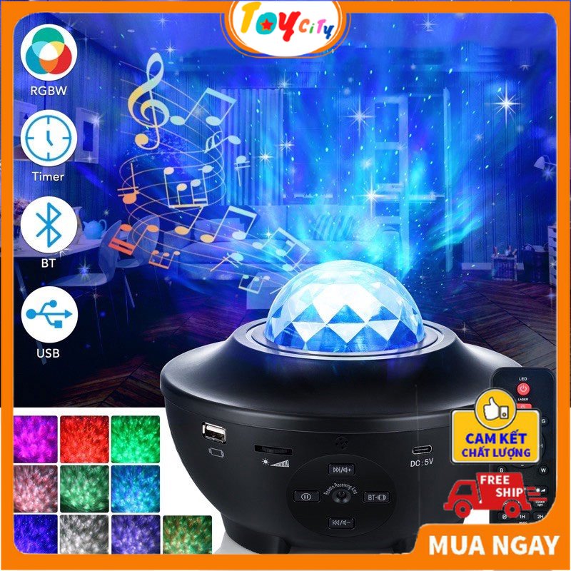 Đèn Chiếu Sao Galaxy trang trí phòng ngủ Đèn led chiếu laser ngàn sao kết nối Bluetooth và phát nhạc - TOYCITY