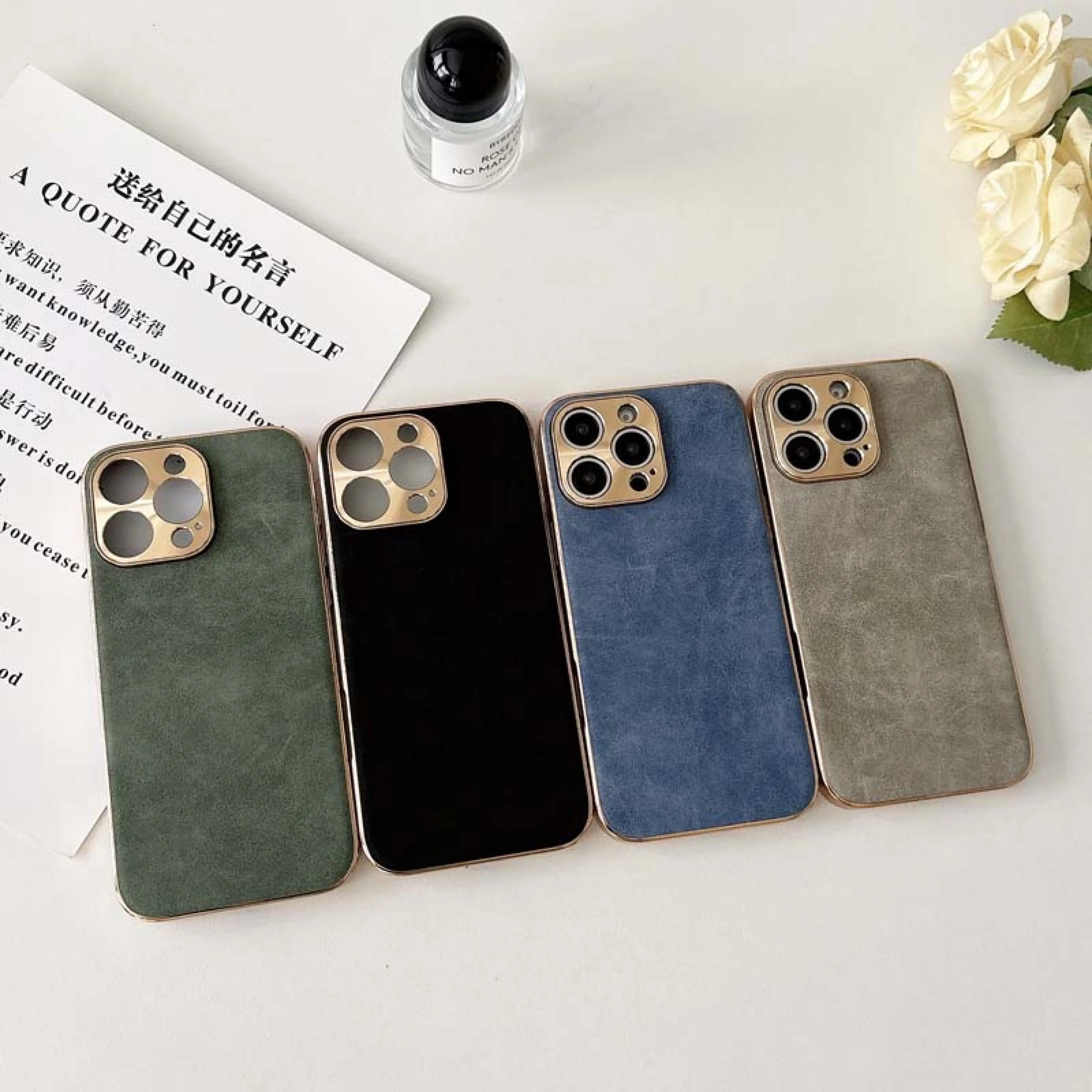 Fashion✈ Luxury Electroplating Camera Protection Leather Phone Case For Iphone 17 Air 16 15 14 13 Pro Max 16Pro Shockproof Cover