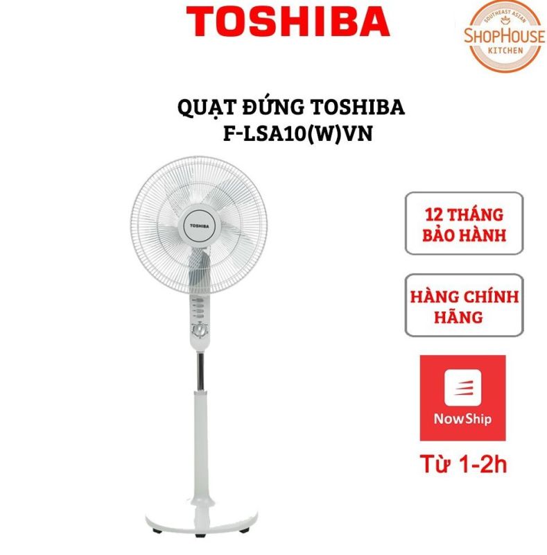 Quạt đứng Toshiba F-LSA10(W)VN Chính hãng 100%-công suất 50W - 3 mức gió-Tiện ích:  Hẹn giờ tắt