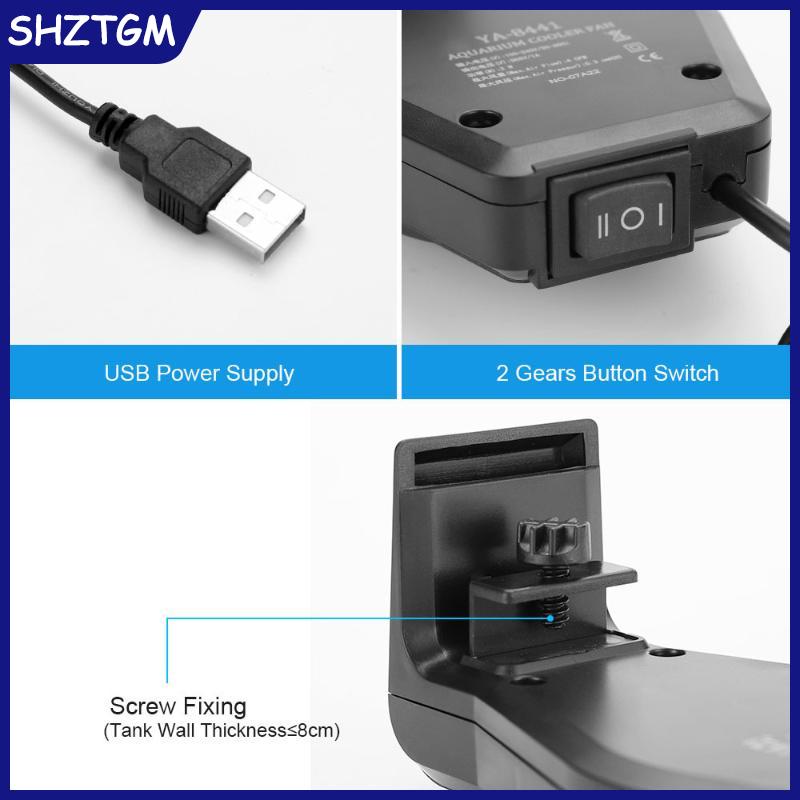 QIXIANG1 USB Aquarium Quạt làm mát với điều khiển tốc độ, Mini mạnh mẽ không thấm nước yên tĩnh cho Fish Tank tôm nhà máy bể tản nhiệt