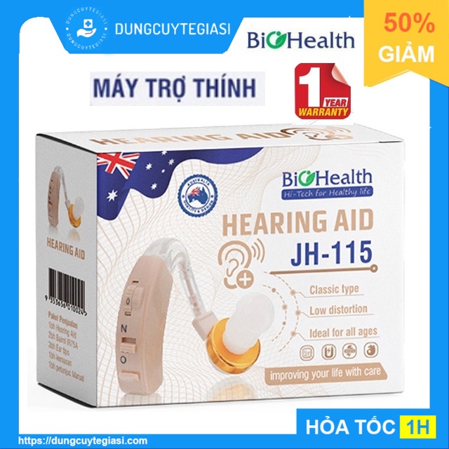 Máy Trợ Thính không dây Biohealth JH-115 -Máy điếc, tai nghe trợ thính cho người già nghe kém