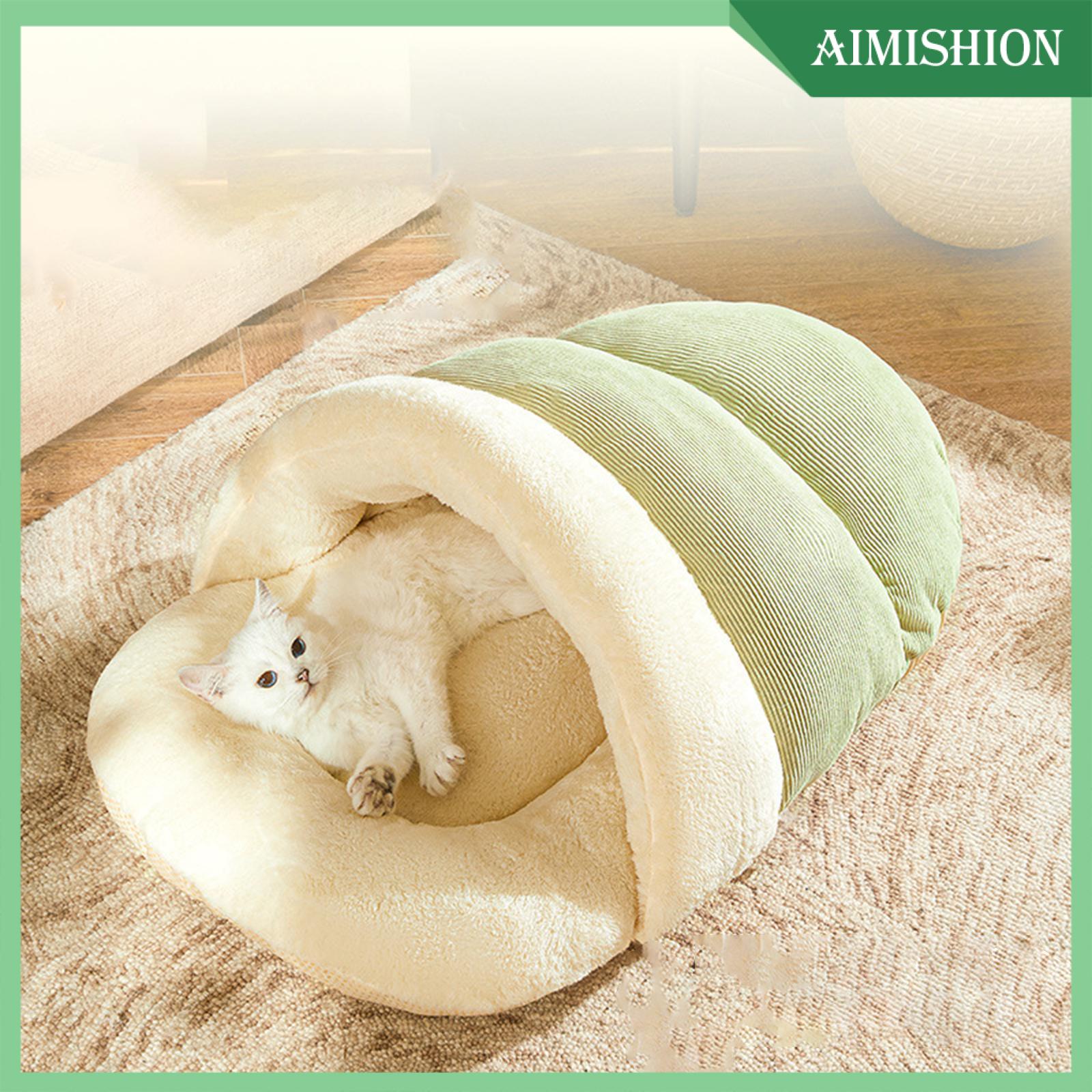 Aimishion Warm Slipper Cat Bed Semi Enclosed Pet Cat Nest Indoor Sleeping