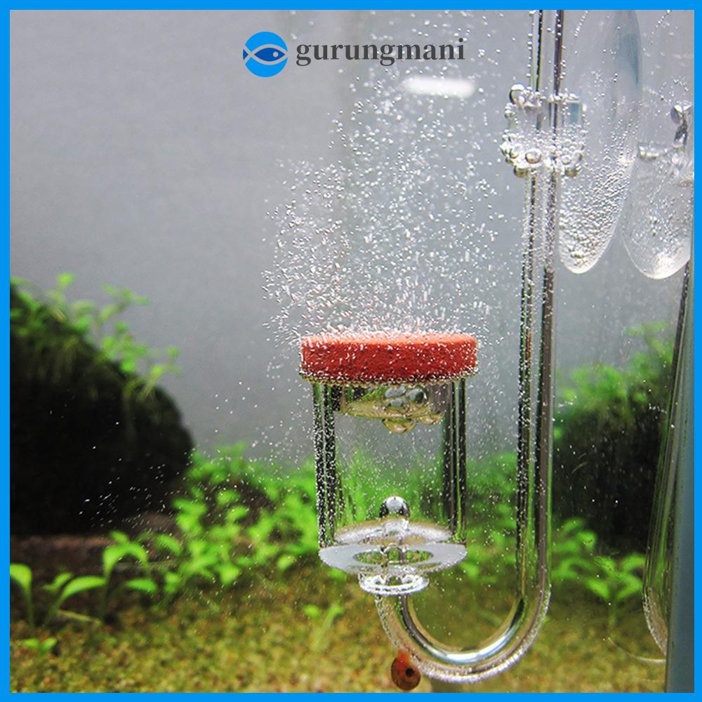 GURUNGMANI Trong suốt Máy khuếch tán CO2 Sương mù mịn Cốc hút Máy phun CO2 Máy lọc Chất liệu acrylic Bộ đếm bong bóng Cây thủy sinh