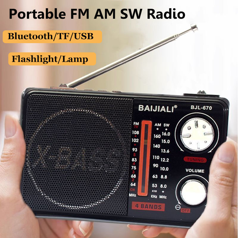 【Deal】 Mini Portable FM AM SW LED Flashlight Radios Wireless Bluetooth Speaker MP3 Music Player Support TF U Disk