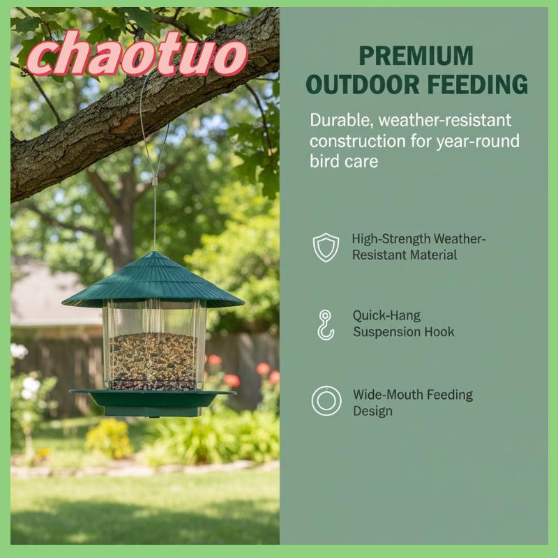 chaotuo Không thấm nước vườn gazebo treo Hoang Dã Bird Feeder container ngoài trời với treo dây thừng Pet chim ăn nhà loại Bird Feeder